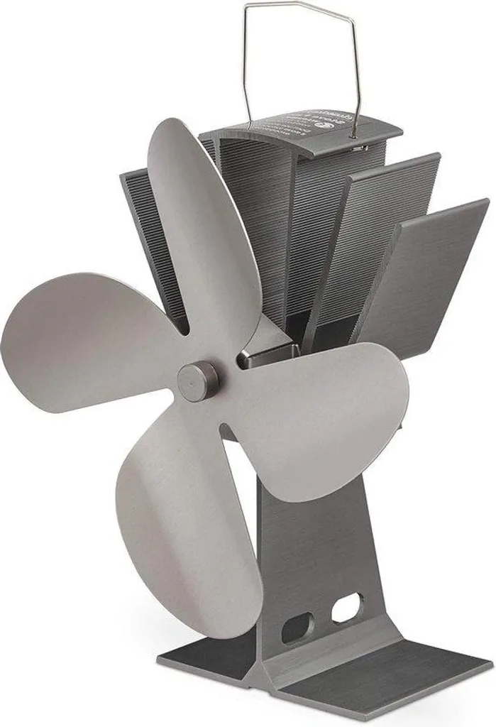 Ventilateur de cheminée anti-gaspillage de chaleur 4 pales argenté