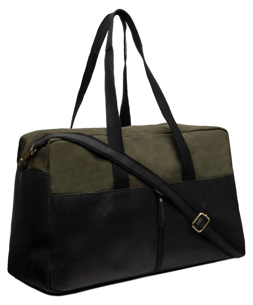 Beocca Milo Leder-Reisetasche, aus pflanzlich gegerbtem Leder, Handgepäck-Format, Wochenendtasche, handgefertigt, Grün