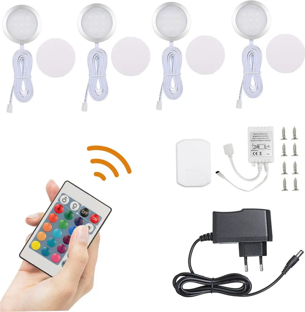 Éclairage LED Cuisine sous Placard RGB avec Télécommande - Kit de 4 - 7