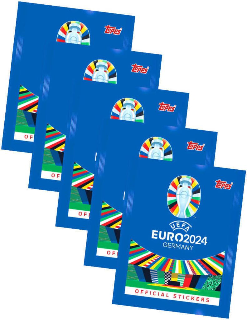 Topps UEFA EURO 2024 Sticker - Fußball EM Sammelsticker - 5 Tüten