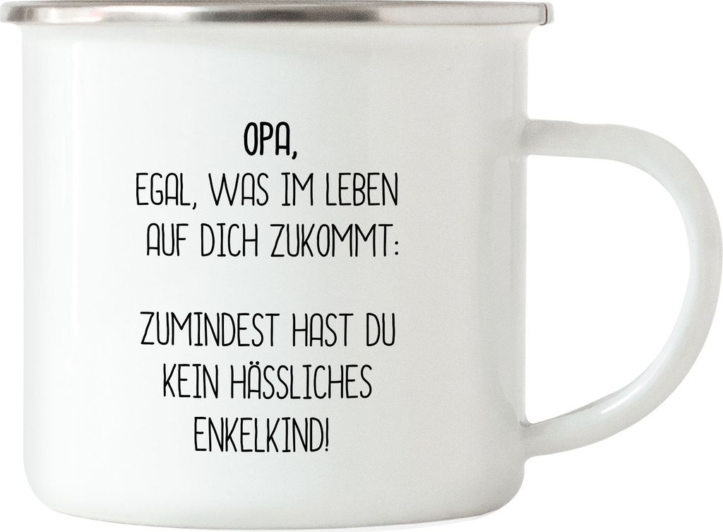 Emaille Tasse Opa Wenigstens Kein Hässliches Enkelkind Lustig Geschenkidee Bester Großvater