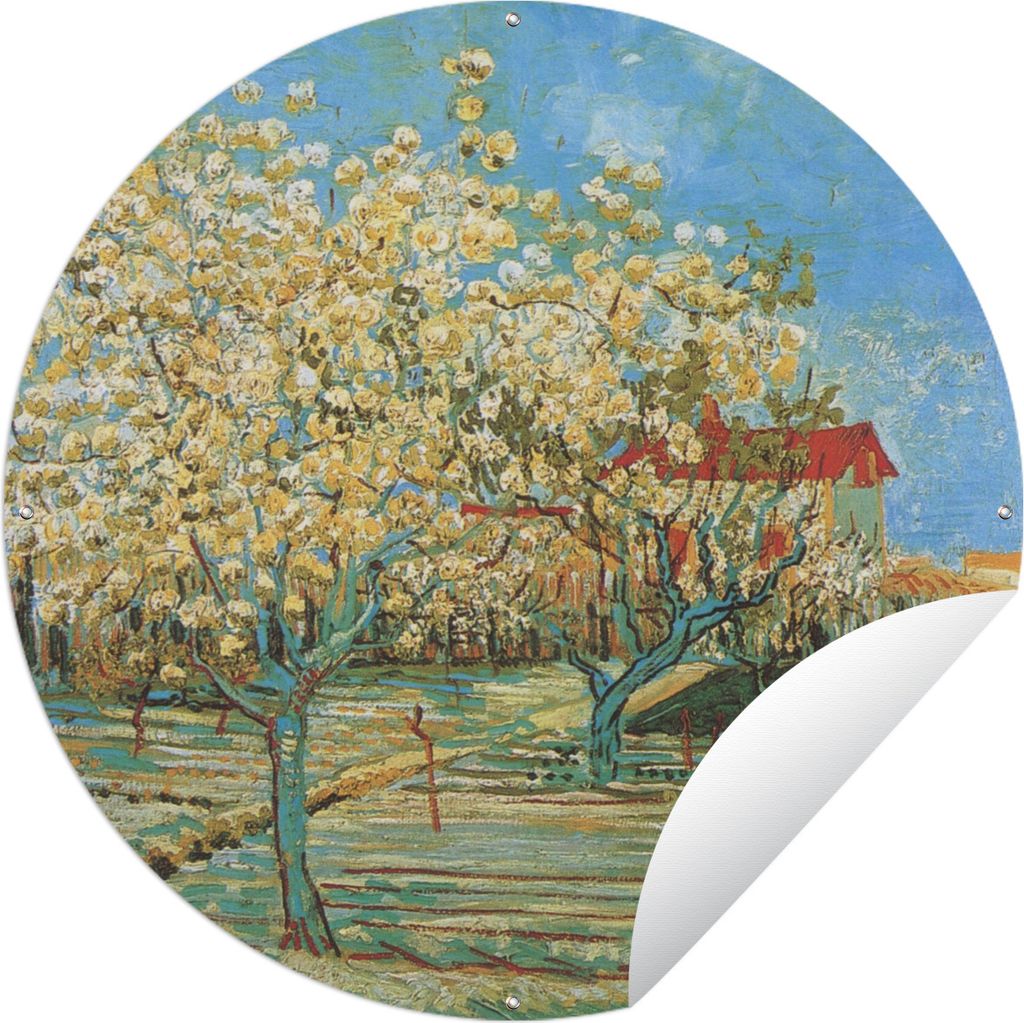 MuchoWow Gartenposter Outdoor-Poster Rund Blühender Obstgarten - Vincent van Gogh Ø 90 cm Gartendeko Rundes Poster draußen