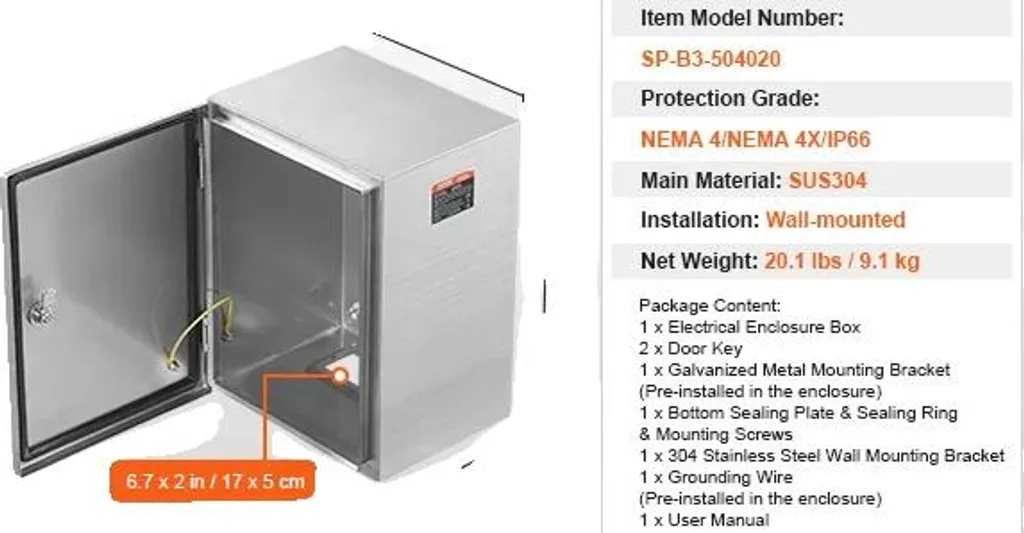 Boîtier électrique inox IP66 anti-corrosion ultra résistant 50x40cm