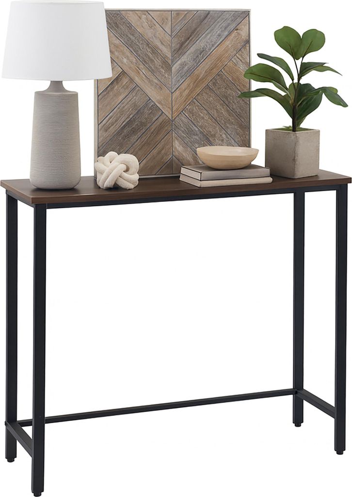 Relaxdays Konsolentisch, HxBxT: 75x75x24 cm, Industrial Ablagetisch, Flur & Wohnzimmer, Metall & MDF, braun/schwarz