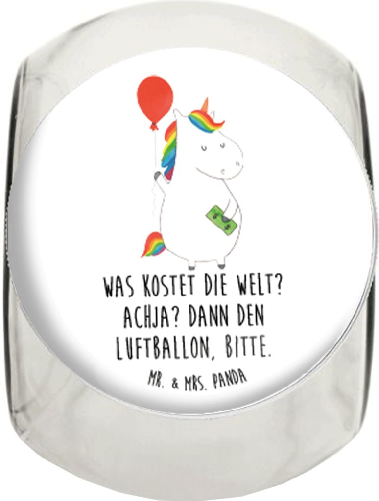 Mr. & Mrs. Panda Lebensmittelbehälter Einhorn Luftballon XL 2000ml - Weiß - Geschenk, Teedose, schraubglas, Einhörner, Bonboniere, gewürzglas, ...