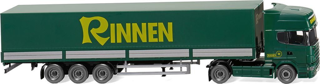 Wiking H0 1/87 051804 LKW Scania R 420 Topline Pritschensattelzug m. Plane "Rinnen" - NEU