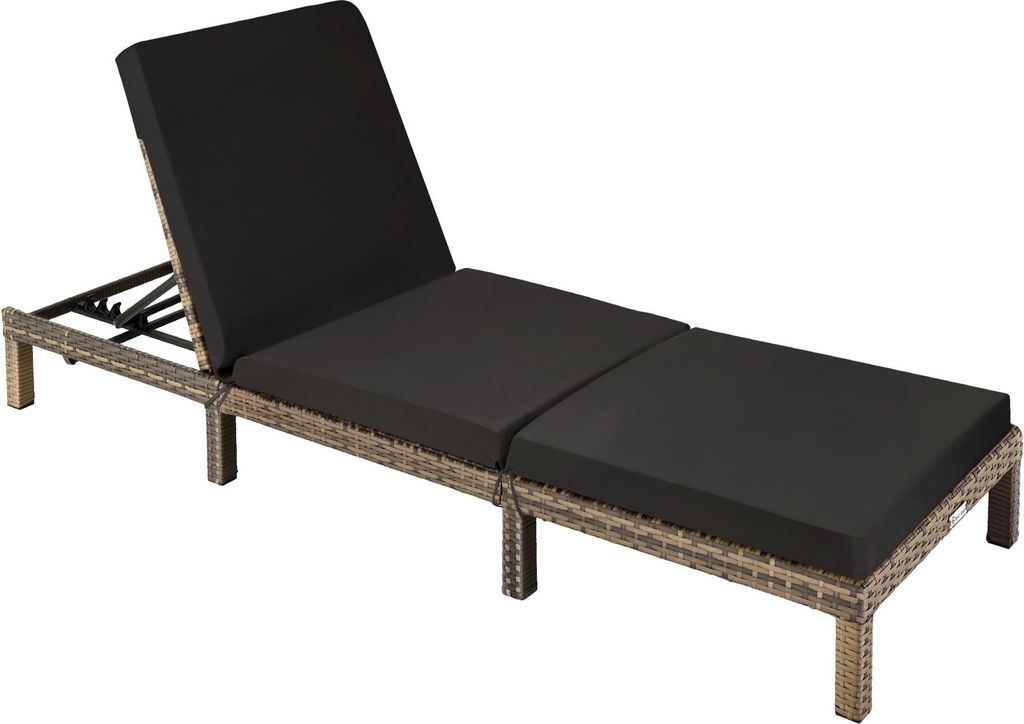 tectake Rattan Sonnenliege Sofia 196 x 66 x 27 cm