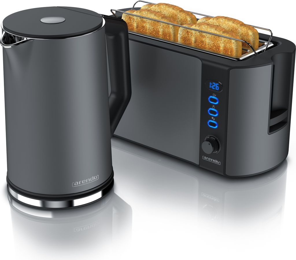 Arendo 2-teiliges Frühstücksset - Edelstahl Wasserkocher Produktbild 