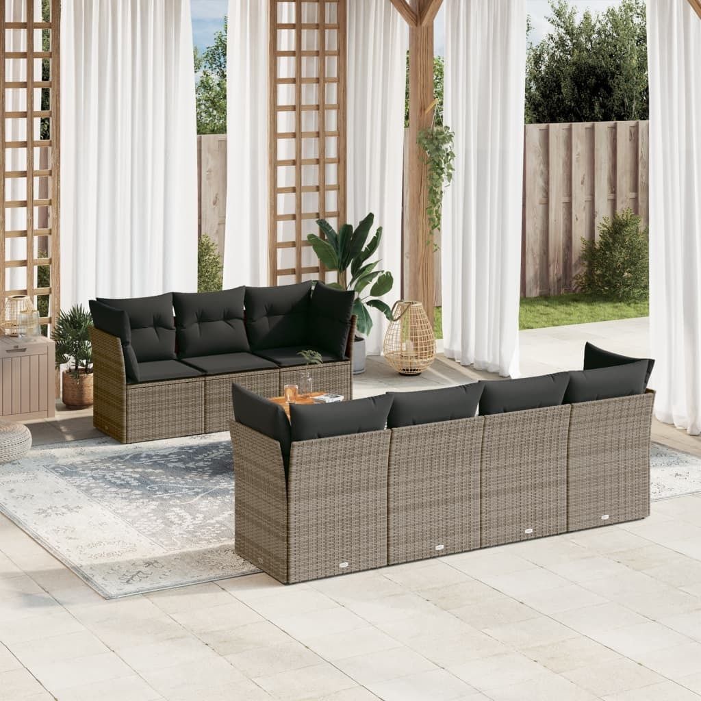 Design 6-tlg. Garten-Sofagarnitur mit Kissen Grau Poly Rattan, Gartenmöbel-Sets 2024 Neu