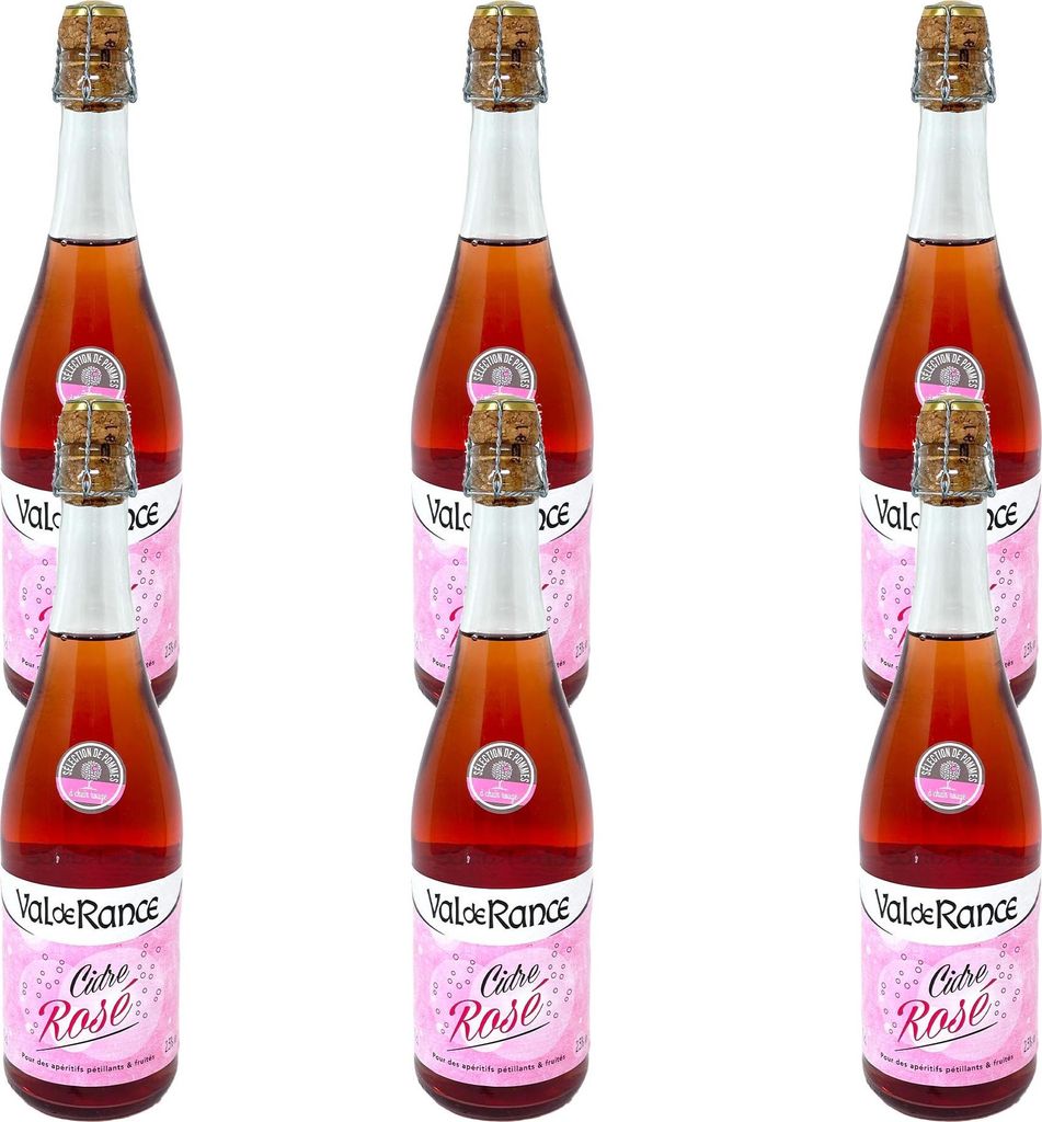 Val de Rance Cidre de Bretagne Rosé 6 x 0,75L – Französischer Apfelwein in Rosé-Qualität