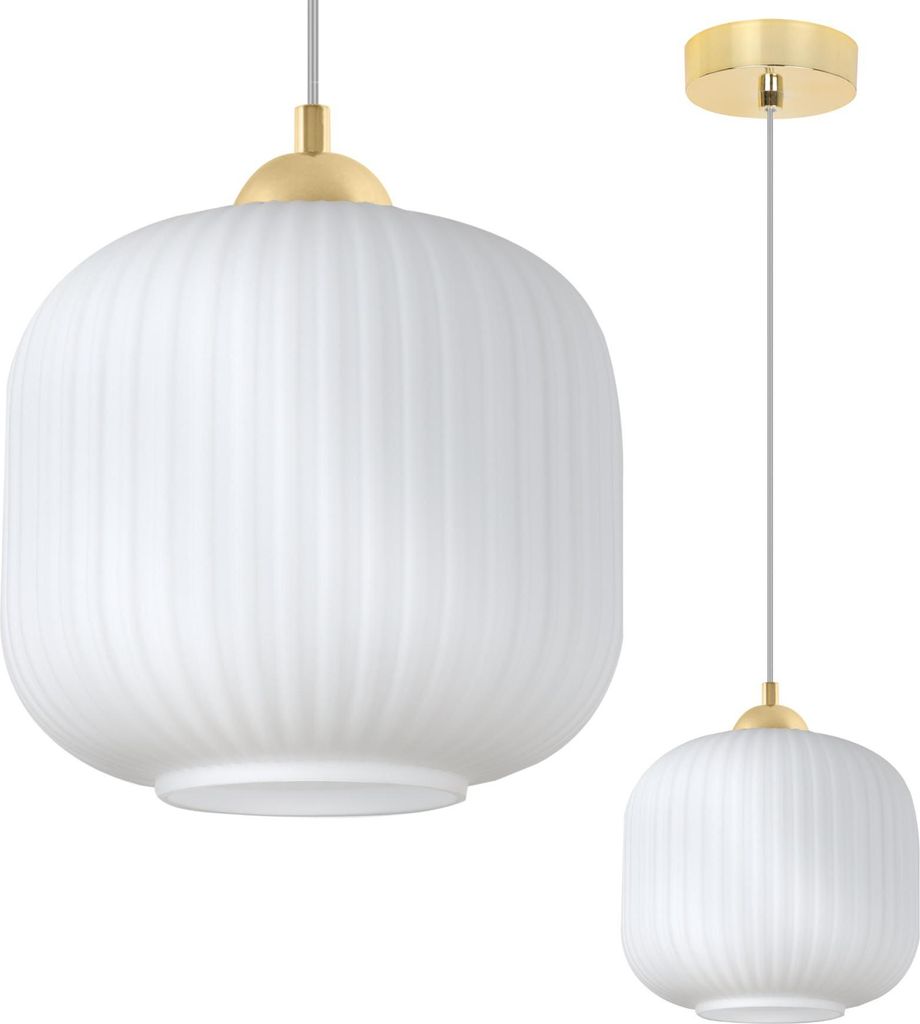 Hängelampe RIFFLE Gold 1-flammig Weiß Zylinder 20cm E27