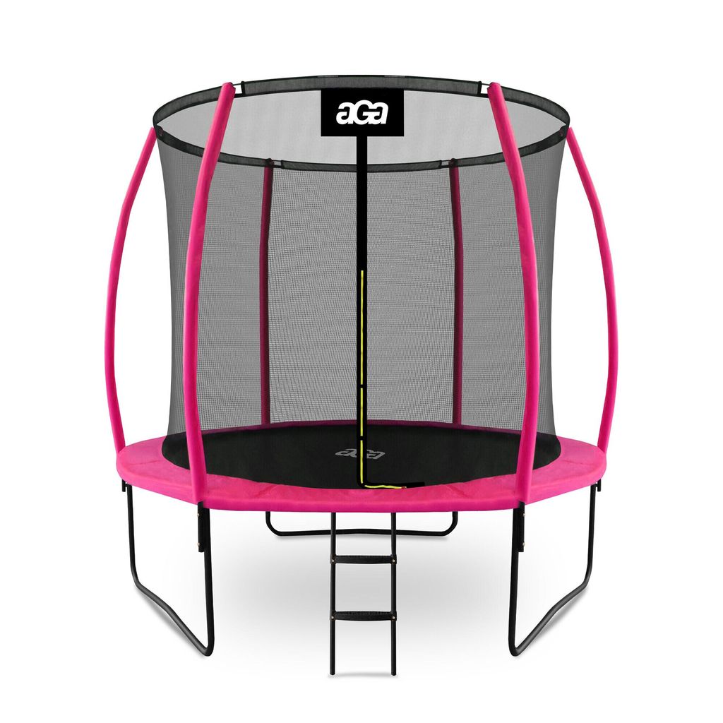 Aga SPORT EXCLUSIVE Trampolin 244 cm 8 ft Rosa, Kindertrampolin, Gartentrampolin mit Sicherheitsnetz + Schutznetz + Leiter