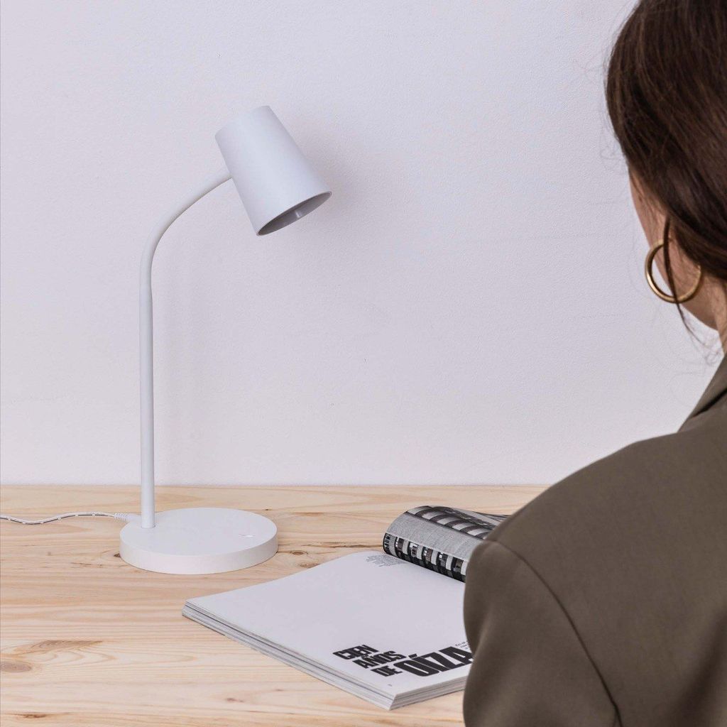 DELO Tischleuchte Weiß, 46 cm hoch, integrierte LED, Produktbild 