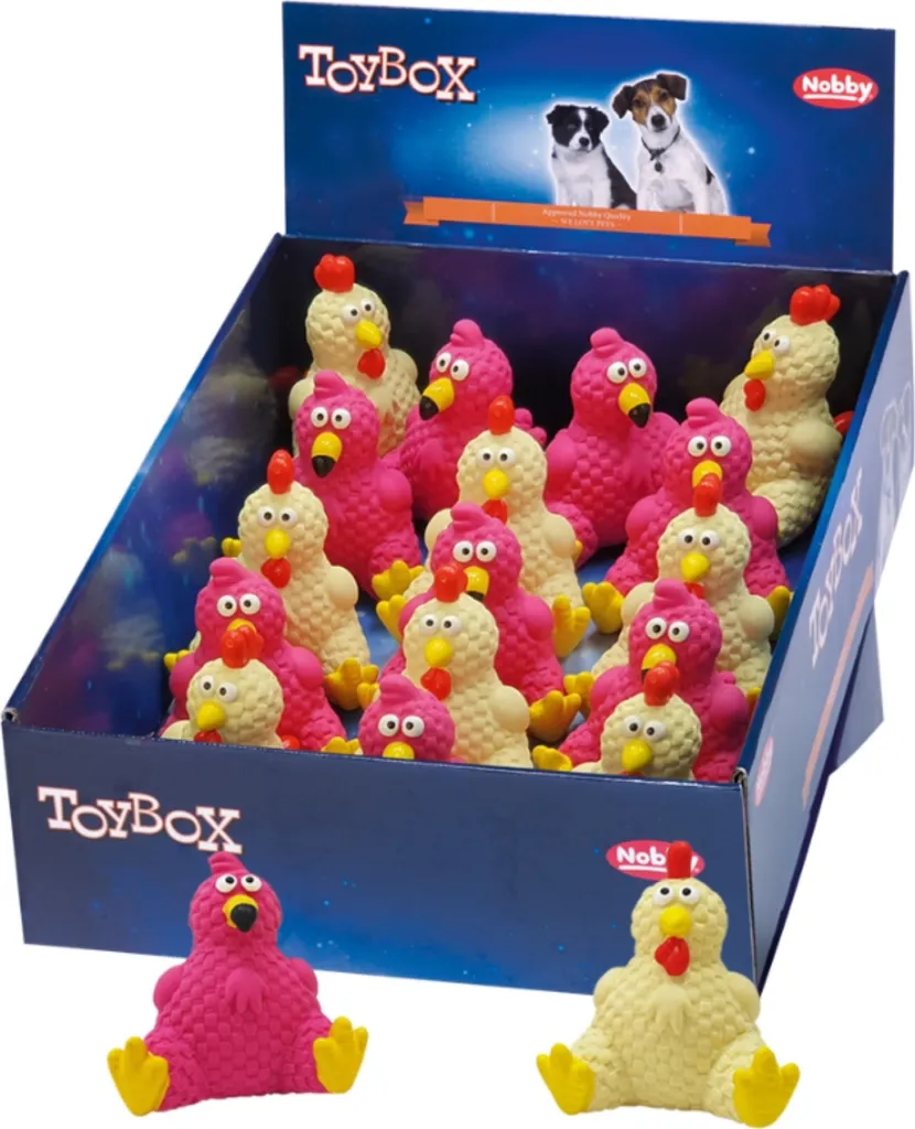 Lot de 16 Jouets Poulet en Latex pour Chien Nobby, Figurines Sifflantes