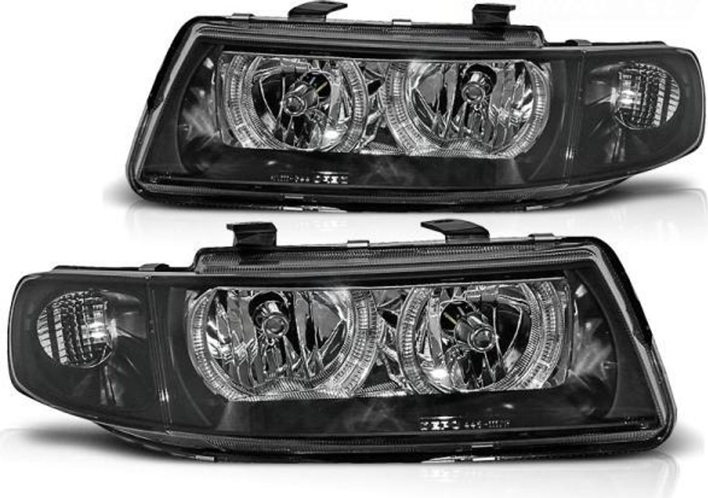 Scheinwerfer Angel Eyes passend für Seat Leon 1M / Toledo 1M Bj. 99-06 Schwarz