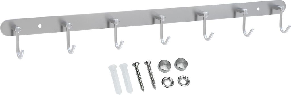 Intirilife Edelstahl Garderobenleiste Modell C - 7 Haken - Kleiderhaken Garderobe Hakenleiste in 5 verschiedenen Designs