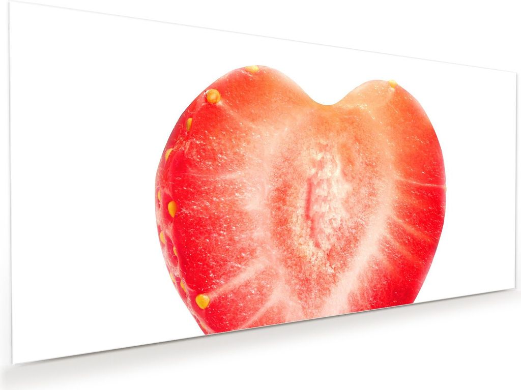 Glasbild Wandbild Erdbeerenherz 60x30cm in XXL für Wohnzimmer, Schlafzimmer, Badezimmer, Flur