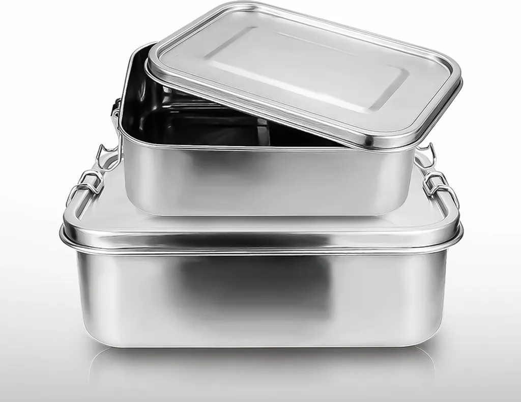 Jopassy lunch box lunch box in acciaio inox a prova di perdite, divisorio rimovibile, lunch box facile da pulire, bento box robusto e senza plastica, 800ml+1400ml - 1