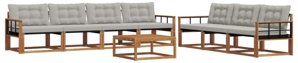 vidaXL Outdoor-Sofagarnitur mit Kissen 8 pcs Natürlich und Hellgrau