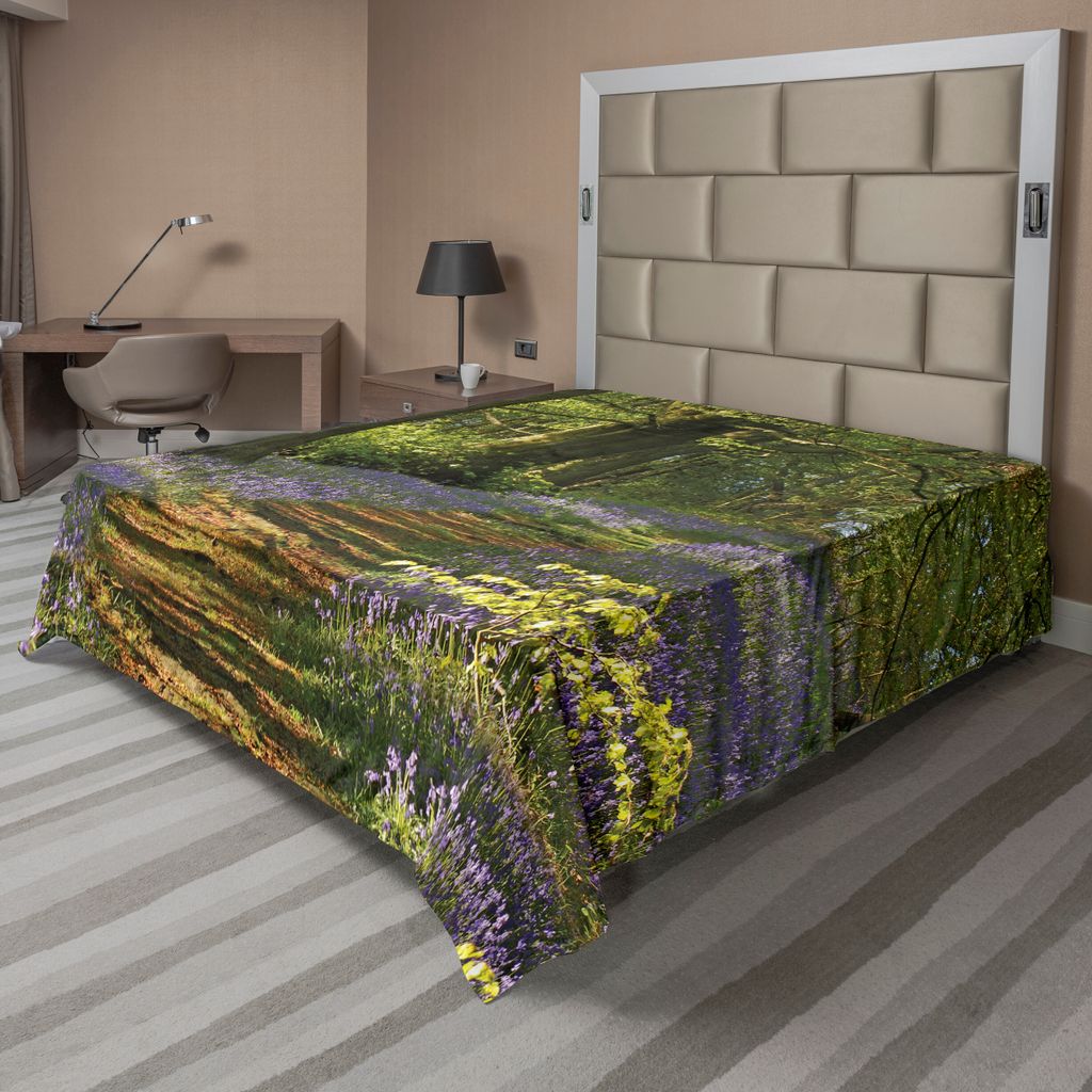 ABAKUHAUS Wald Bettlaken, Ein Teppich Der Glockenblumen Verbreitet Sich Durch Wald In Staffordshire England, weiches bequemes oberes Bettlaken für...