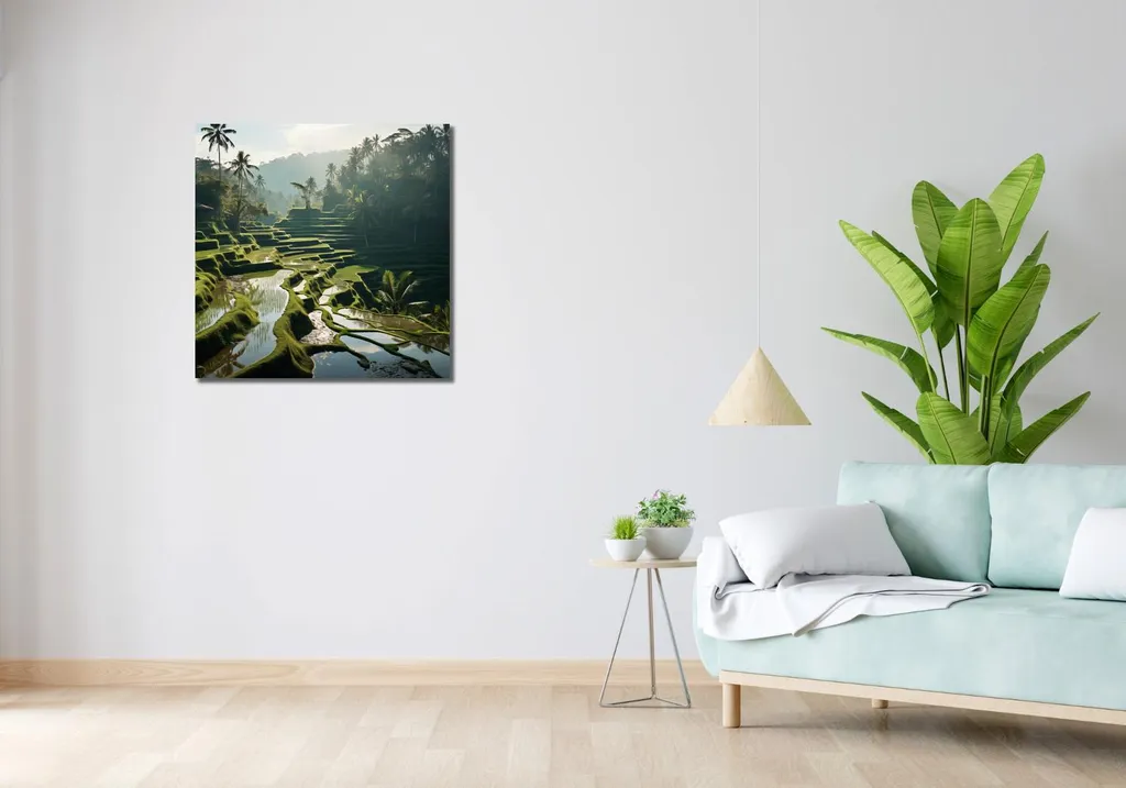 Tableau carré vert 70x70 cm motif végétal - Impression haute qualité - 2
