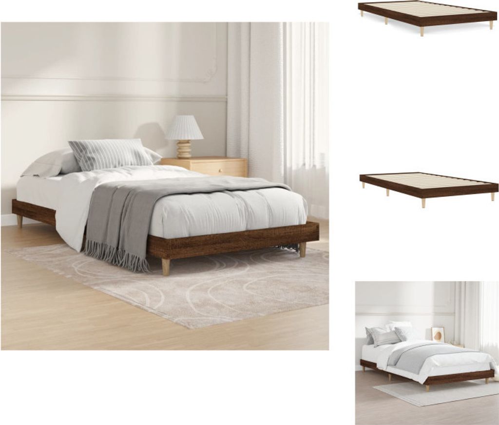 vidaXL Bettgestell Braun Eichen-Optik 100x200 cm Holzwerkstoff - Betten & Bettgestelle