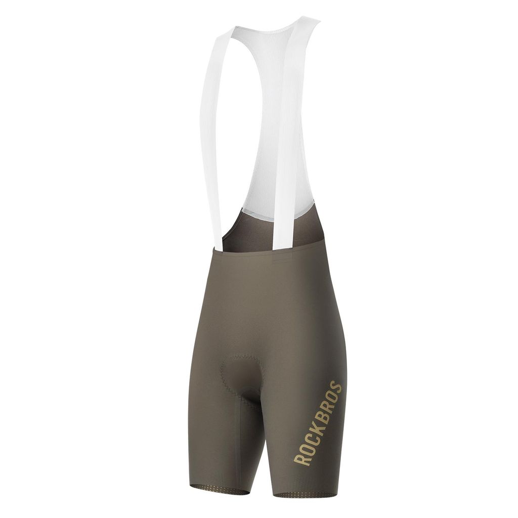 ROCKBROS Herren Radlerhose mit Träger Gepolstert, Bib Shorts Atmungsaktive schnelltrocknende Radsport Trägerhosen für MTB Braungrau EU Größe XS