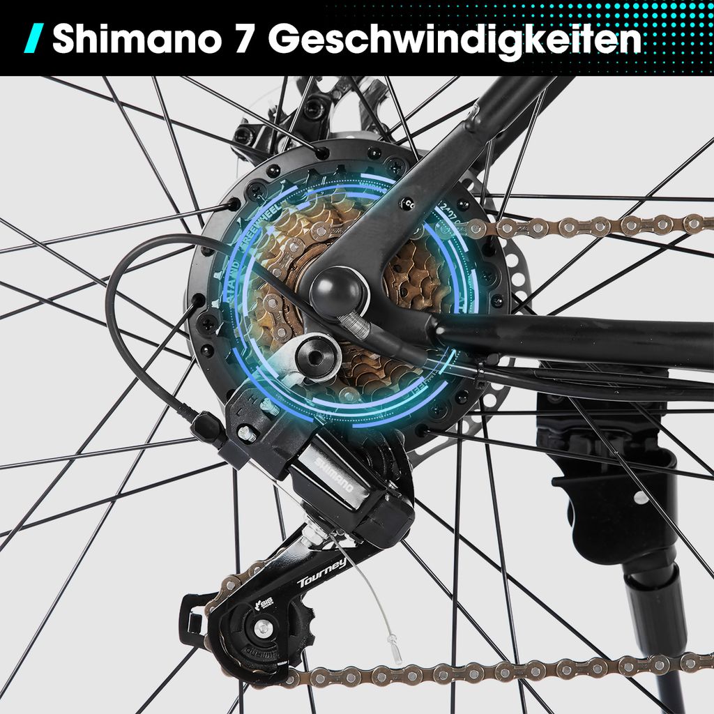 Hiland 26 Zoll Herren Damen Elektrofahrrad, 7 Gang Produktbild 4