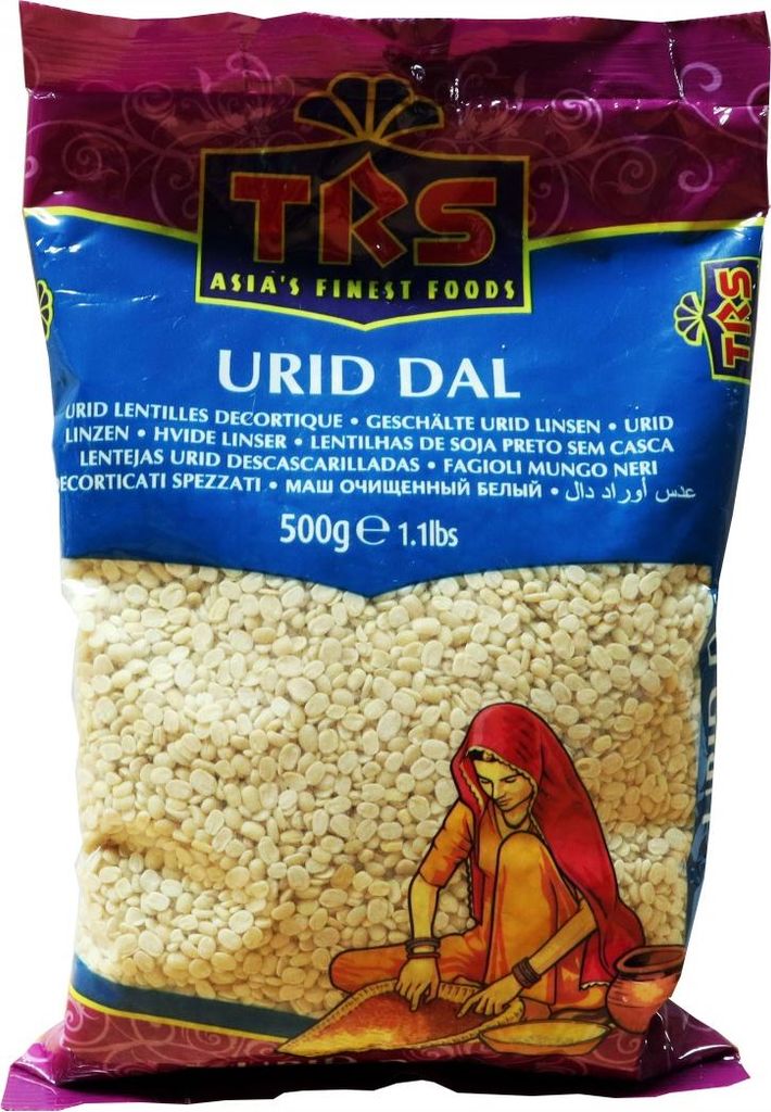 A bag of Urid Dal with a depiction of a woman.