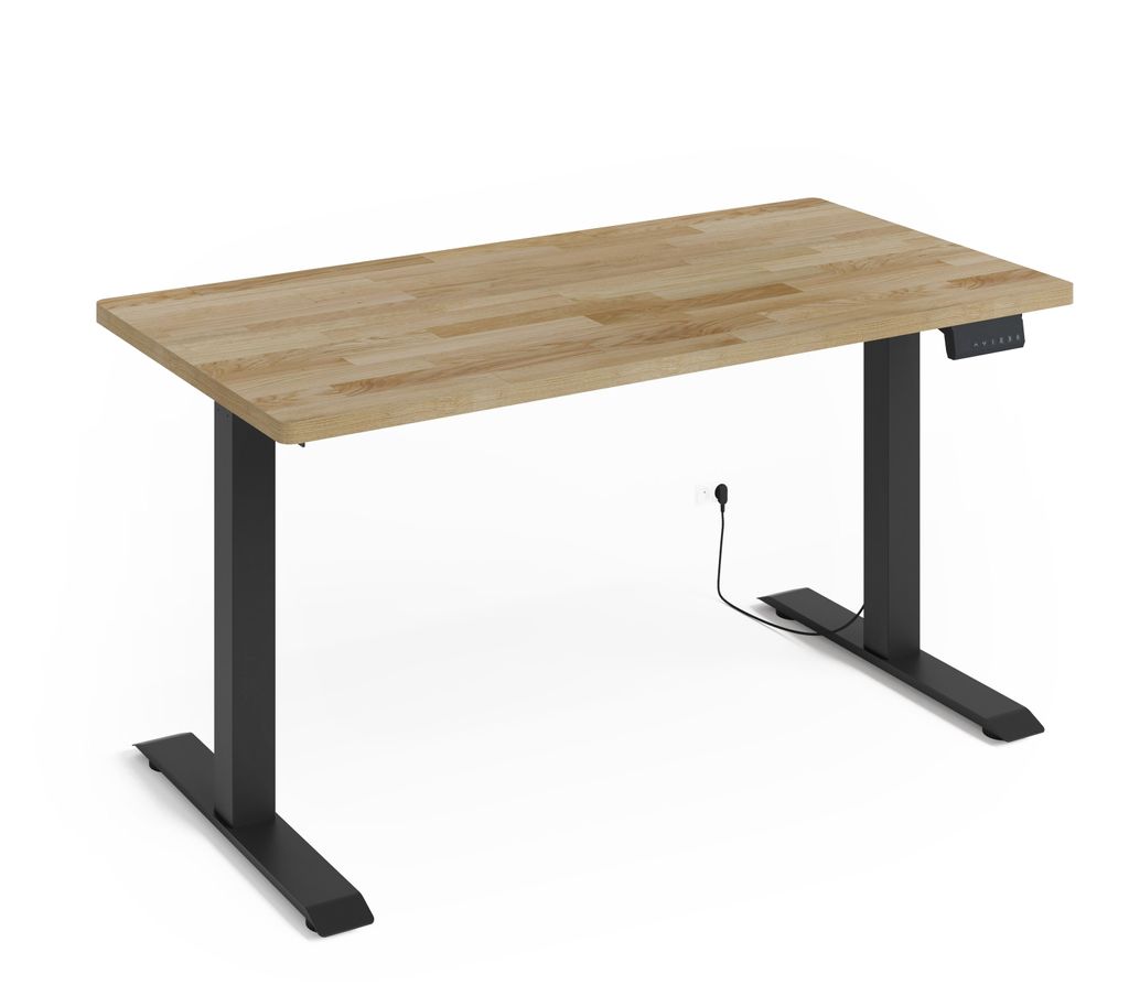 Höhenverstellbarer Schreibtisch Elektrisch BIM NATURAL DESK 2S 140x70 cm SCHWARZER RAHMEN/NATÜRLICHE EICHE