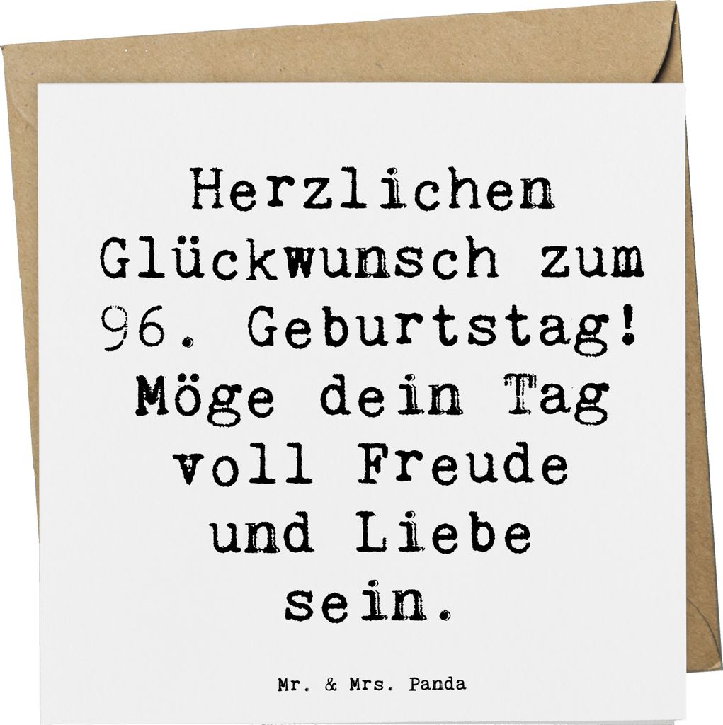 Mr. & Mrs. Panda Glückwunschkarte Spruch 96. Geburtstag Freude - Weiß - Geschenk, doppelkarte, Herzlichen Glückwunsch, Herz und Seele, Geburtsta...