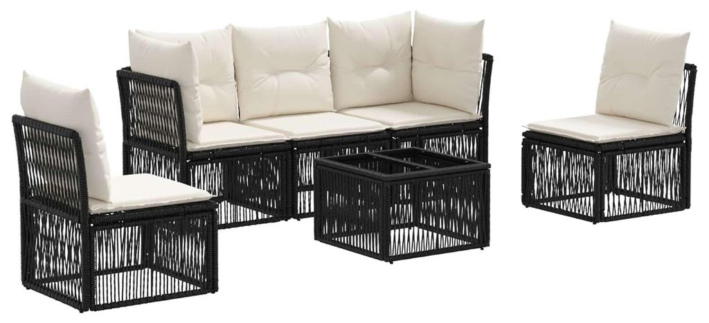 Möbel Gartensofa-set 6 pcs Schwarz Poly-Rattan - Gartenmöbelgarnituren CC1055