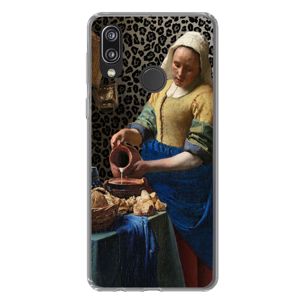 MuchoWow Handyhülle Schutzhülle Hülle für Huawei P20 Lite (2020) Milchmädchen - Kunst - Pantherdruck - Vermeer - Gemälde - Alte Meister Sil...