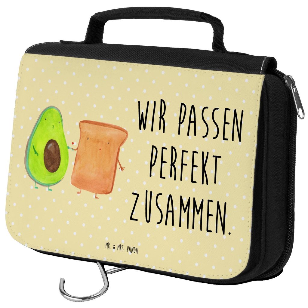 Mr. & Mrs. Panda Make-Up Tasche Avocado Toast - Gelb Pastell - Geschenk, Kosmetiktasche, Freundin, Hochzeit, beautycase, duschbeutel, Kulturbeutel,...