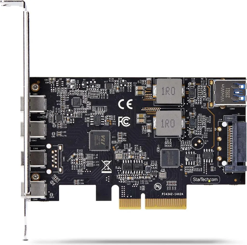 StarTech.com Carte PCIe USB 3.2 10Gbps - 4x USB-C et 1x USB-A Interne - 5