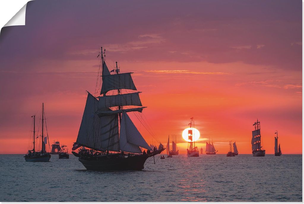ARTland Poster Segelschiffe Hanse Sail in Rostock III Größe: 90x60 cm