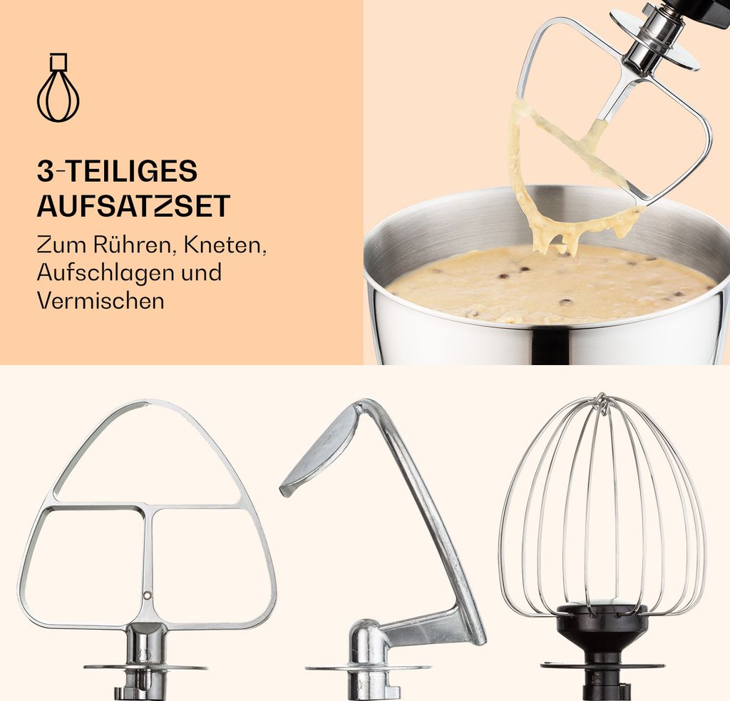 Bella Mini Rührmaschine 1200 W 6 Stufen 4 Liter Edelstahl Produktbild 5