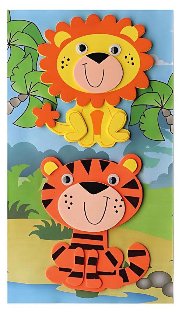 GLOREX Moosgummisticker 3D Löwe Tiger 10x12cm, Produktbild 