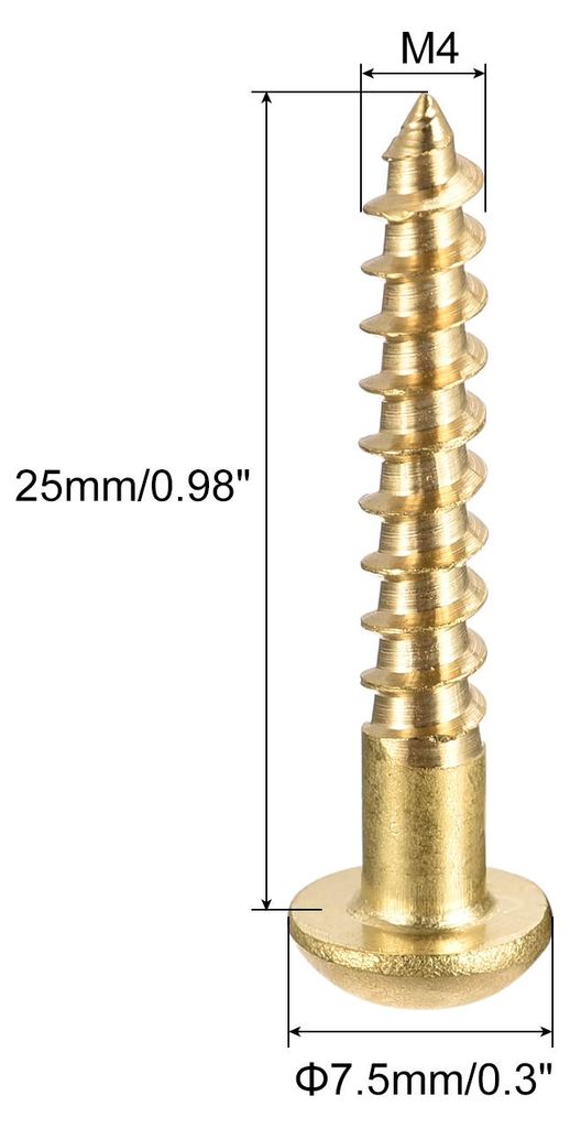 50 Stš¹ck Schlitz Rundkopf Holzschrauben M4 x 25mm Messing Blechschraube Halbrundkopf Linsenkopfschrauben
