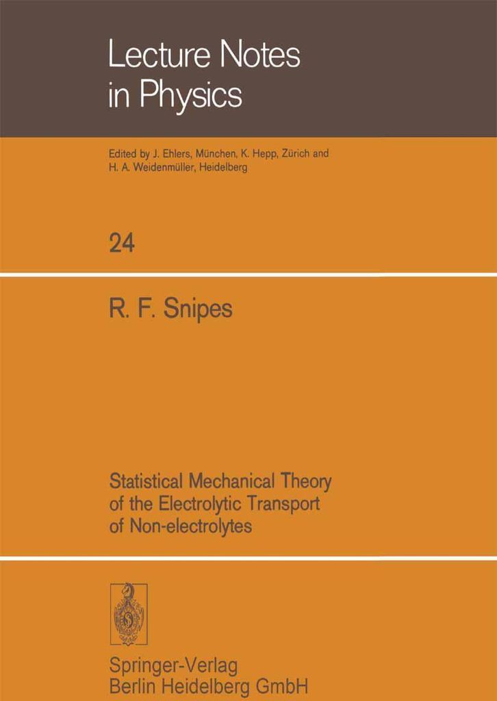 Statistisch-mechanische Theorie des elektrolytischen Transports von Nicht-Elektrolyten
