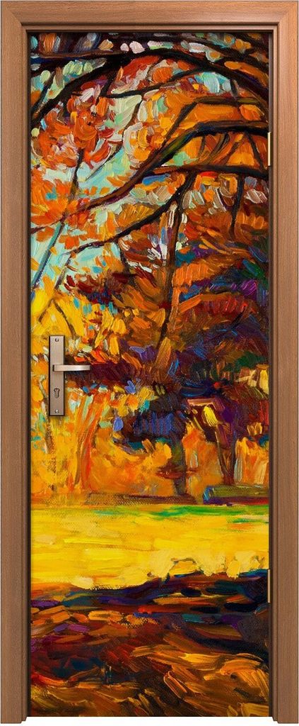 Türposter 70x200 cm Türaufkleber Türtapete Türfolie Klebefolie Wand Kunst Bild Wald Herbst Baum