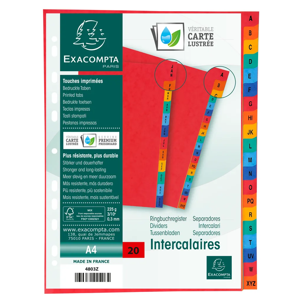 Intercalaires Alphabétiques A4 Exacompta pour Classeur de Bureau 5x - 3
