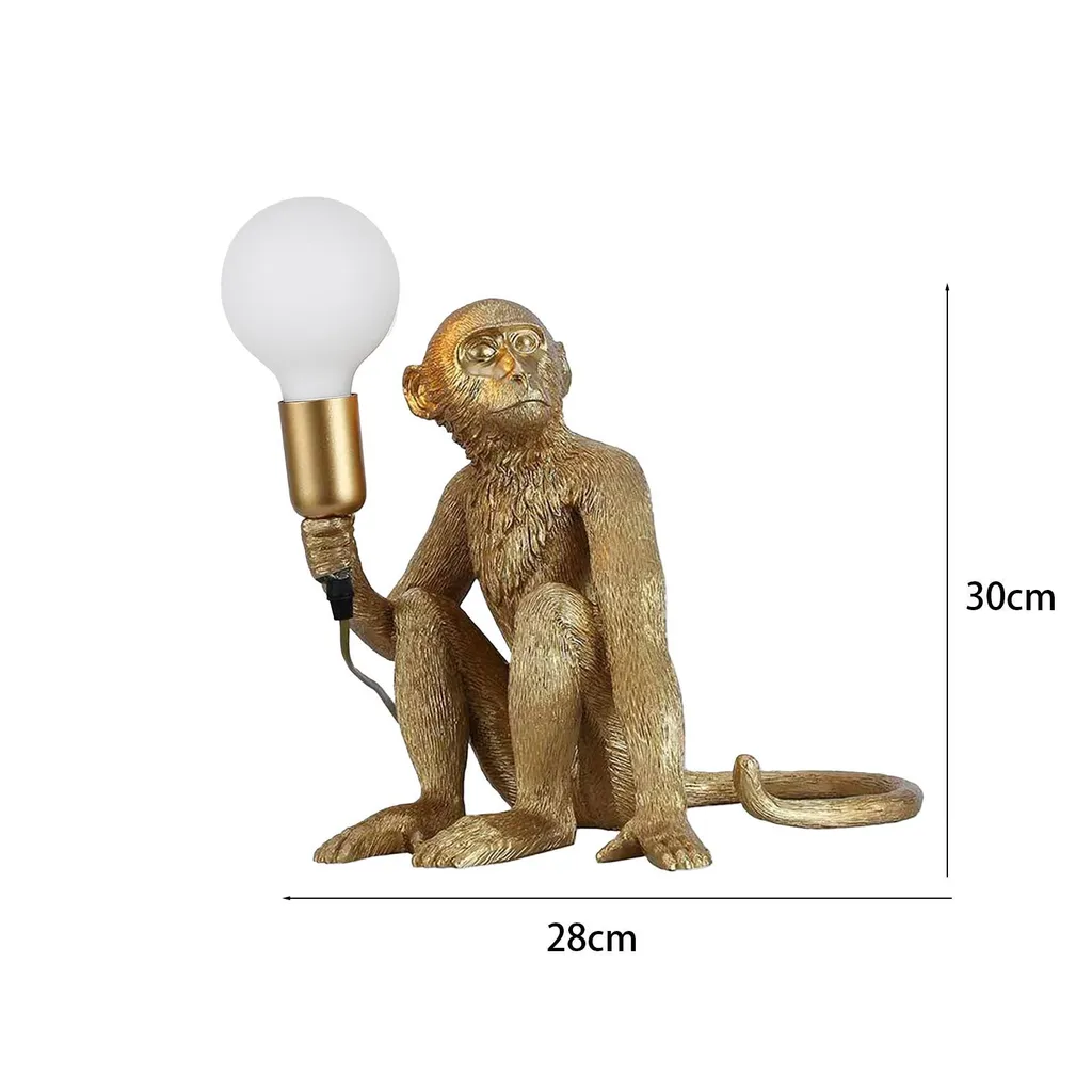 Éclairage d'ambiance singe doré pour décoration intérieure type loft