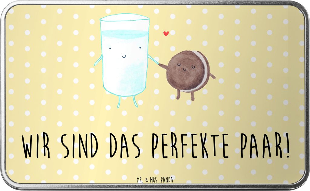 Mr. & Mrs. Panda Geschenkverpackung Milch Keks - Gelb Pastell - Geschenk, Keksdose, gebäckdose, behälter, Milk, Geschenkbox, Kaffee, Dose, Gesche...