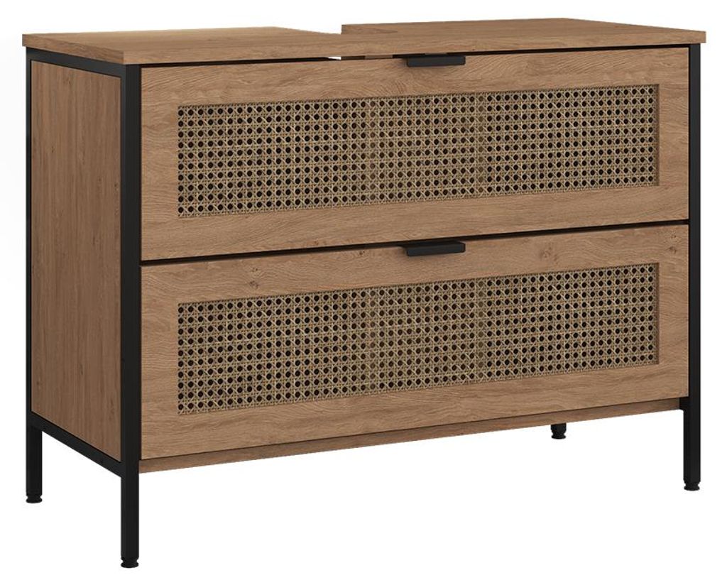 Wastafelonderkast Vicco Linara Eiken/Zwart 80 x 59 cm, Productafbeelding 