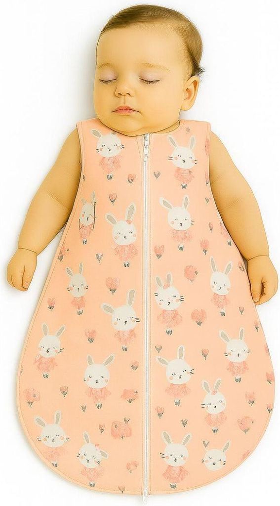 Babyschlafsack aus Baumwolle – Sommerschlafsack – atmungsaktiv und weich für 0–6 Monate, Ballerina-Hasen