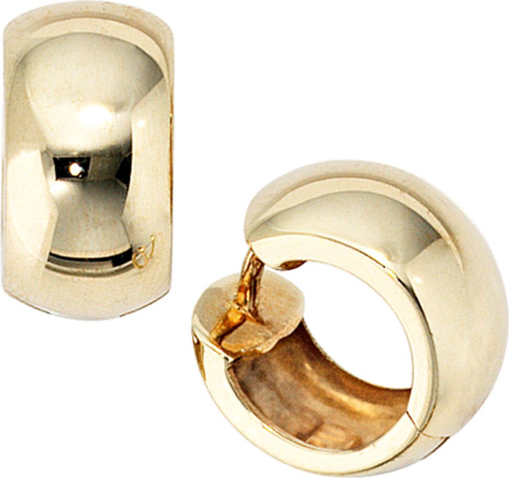 Paar Creolen Creole Ohrringe 13.7mm 333 Gold Gelbgold Klappmechanik Damen