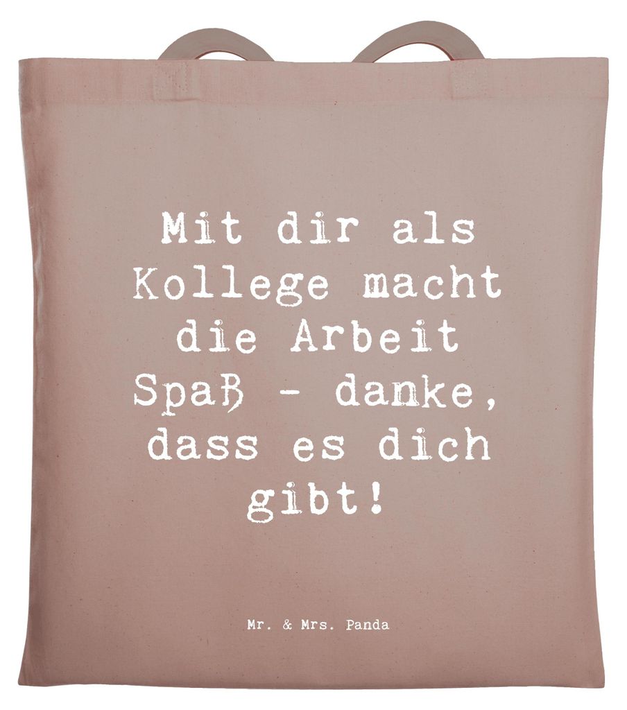 Mr. & Mrs. Panda Shopping Tasche Spruch Kollege Freude - Braun Pastell - Geschenk, Einkaufstasche, handgefertigt, Aufmerksamkeit, Inspiration, Dank...