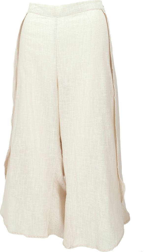 Palazzohose, Boho Hosenrock, Offene Sommerhose - Leinenfarben, Damen, Creme-weiß, Baumwolle, Größe: S