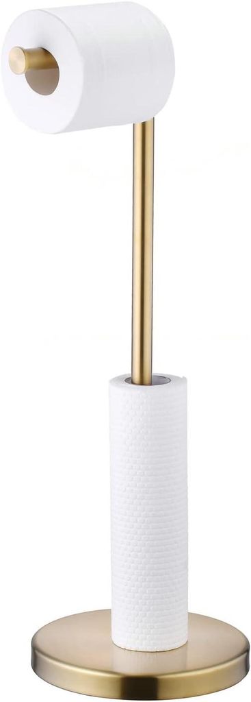 Vergoldeter Toilettenpapierhalter mit Reserve, separater Toilettenpapierrollenhalter mit rostfreiem Sockel, moderne, gebürstete, vergoldete Oberfl...
